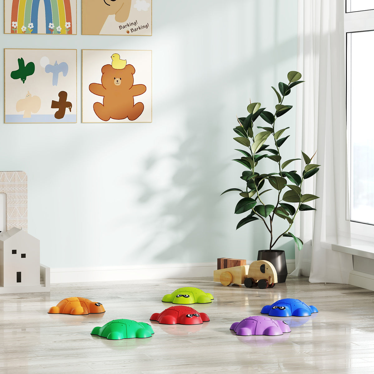 6 Pcs Balance Stepping Stones, Stackable River Stones With Non-slip Edge | Multi