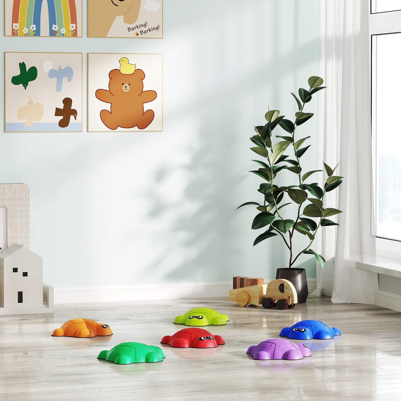 6 Pcs Balance Stepping Stones, Stackable River Stones With Non-slip Edge