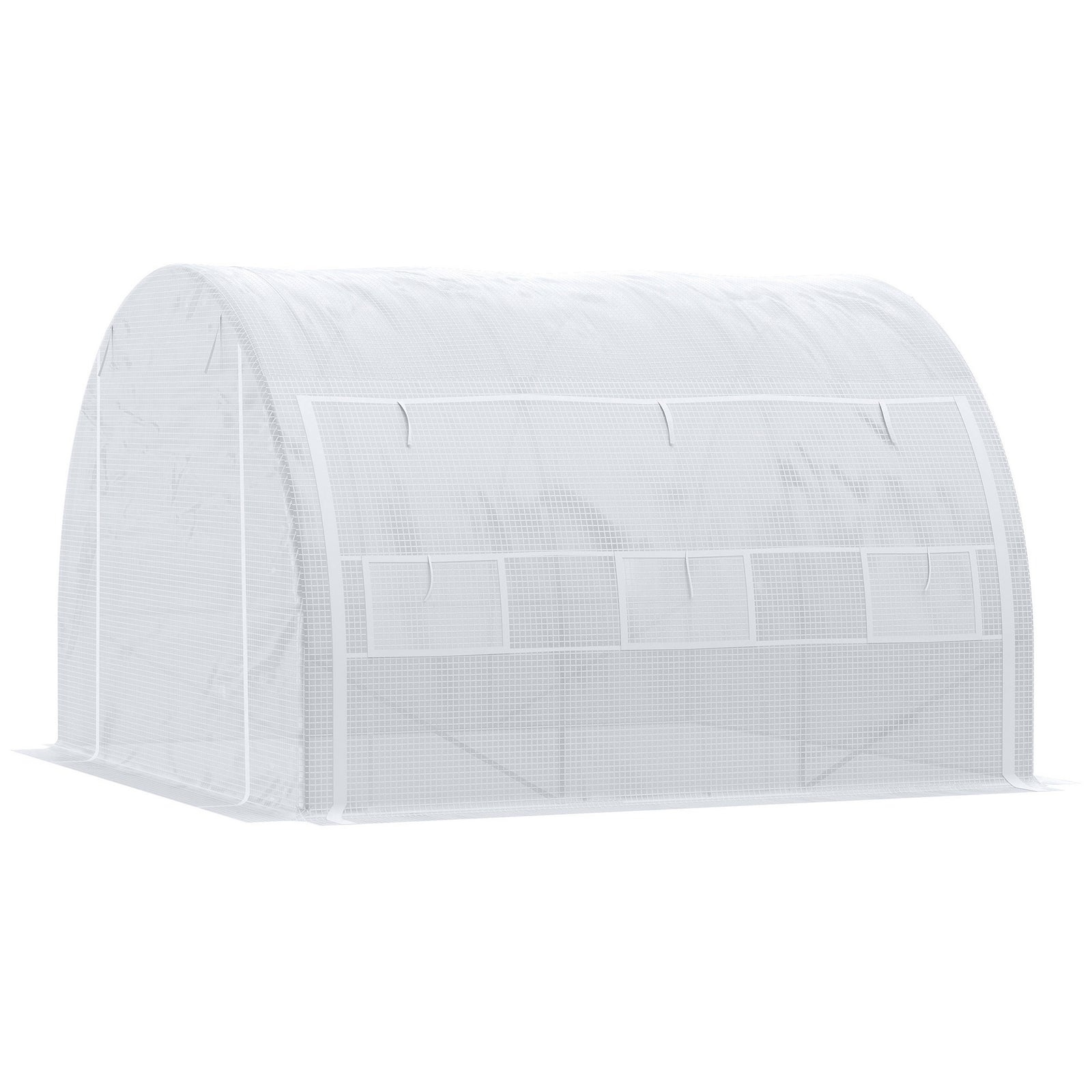 3x3x2m Polytunnel Greenhouse W/ Steel Frame | White