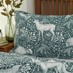 Woodland Folk Printed Cotton Rich Duvet Cover Set - Soft & Breathable Forest Bedding | Single | Green