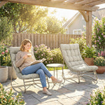 Garden Bistro Set, Bistro Table And Chairs W/ Cushions | Light Grey
