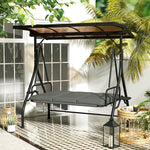 3 Seater Garden Swing Seat Bed, Convertible Swing Chair | Dark Gray