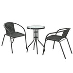 3 Pieces Garden Furniture Set With 2 Stackable Chairs, Black