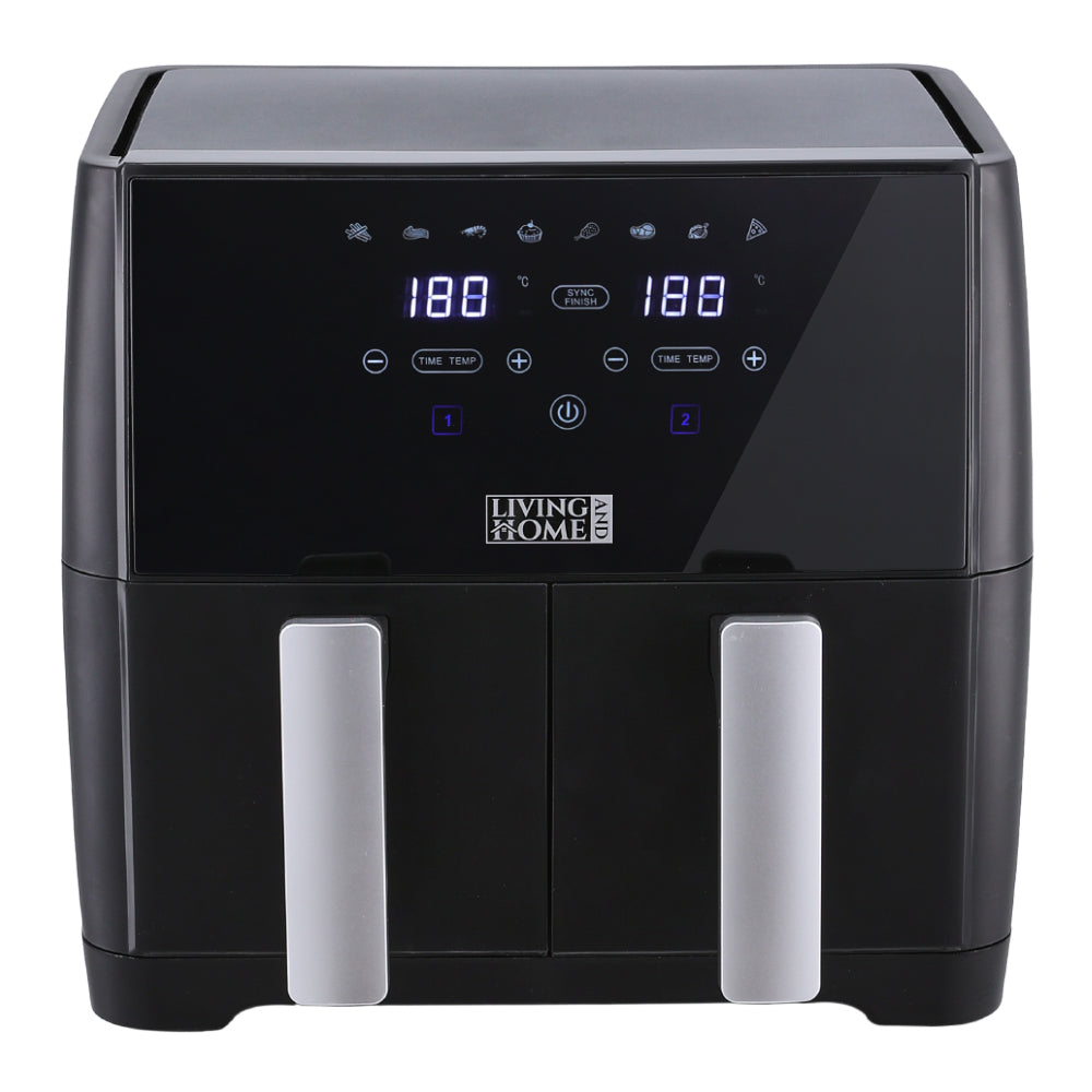 8l Dual-basket Digital Air Fryer With Touch Screen, 8 Programs & Non-stick | Black