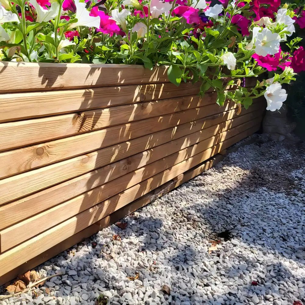 Pine Wooden Trough Planter With Feet | 140cm x 42cm x 38cm | Brown