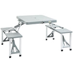 Picnic Table Chair Set 4 Seat Aluminium Pp W/ 2.7cm Hole | Gray