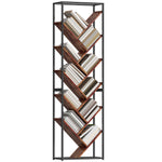 10 Tier Tree Bookshelf Industrial Tall Bookcase | Rustic Brown