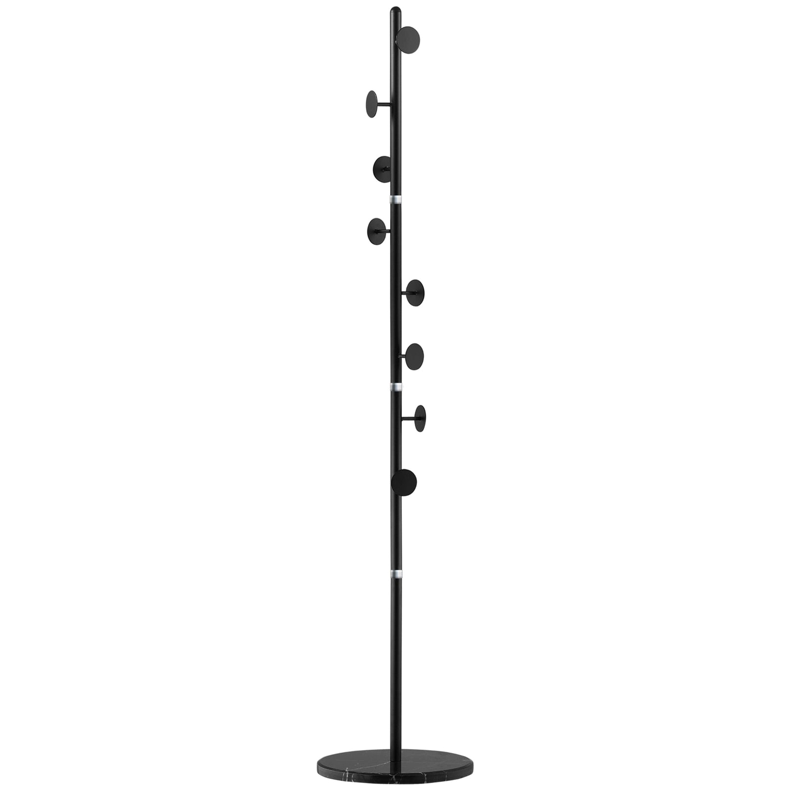 Steel Coat Stand Rack Marble Base 8 Hook Entryway | One Size | Black