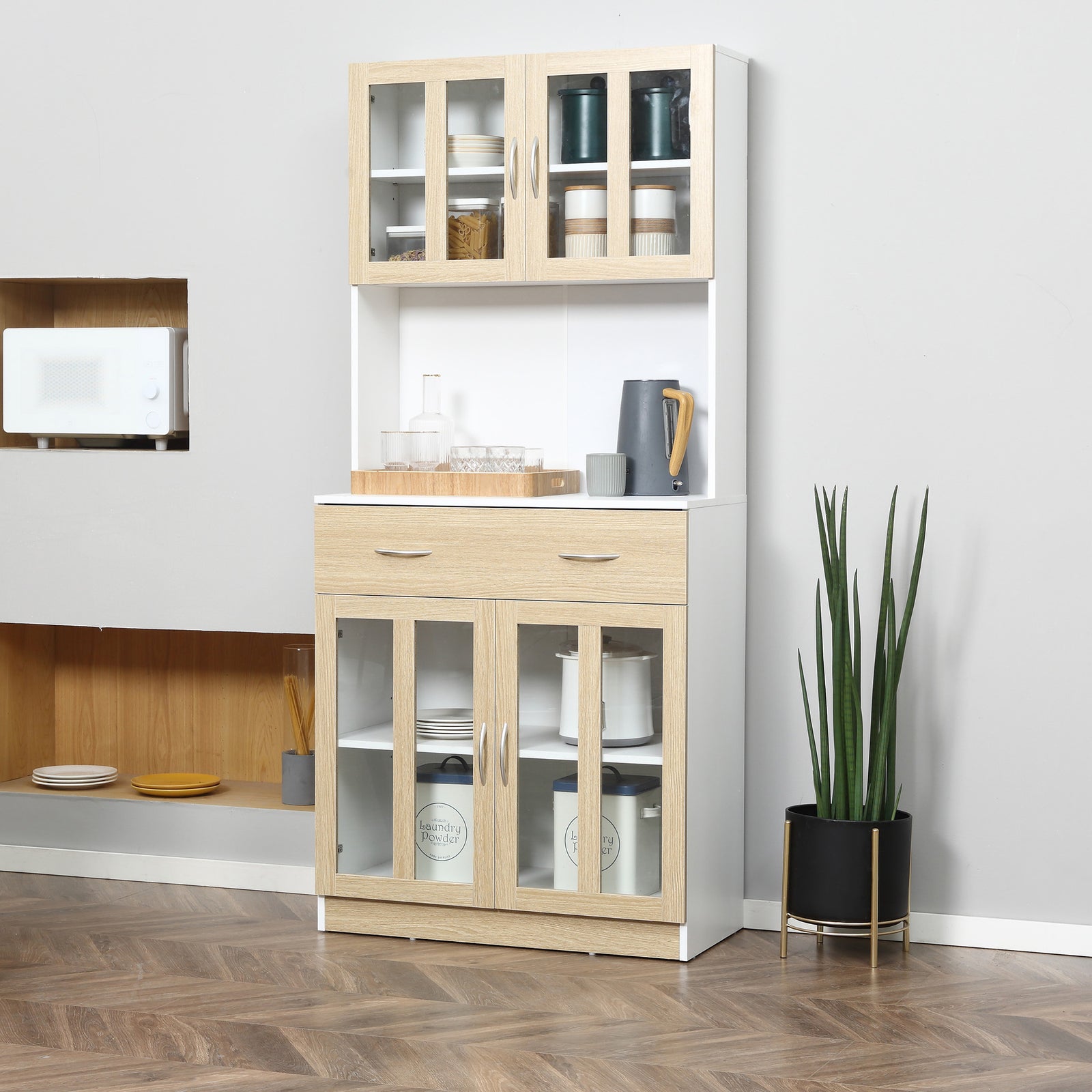 180cm Freestanding Cabinet With Glass Door