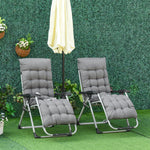 2 Pcs Reclining Zero Gravity Chair Folding Lounger Cushion | Dark Grey