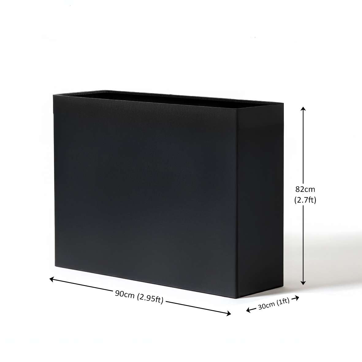 Galvanised Steel Metal Planter Trough Planter - 90cm X 82cm | Black