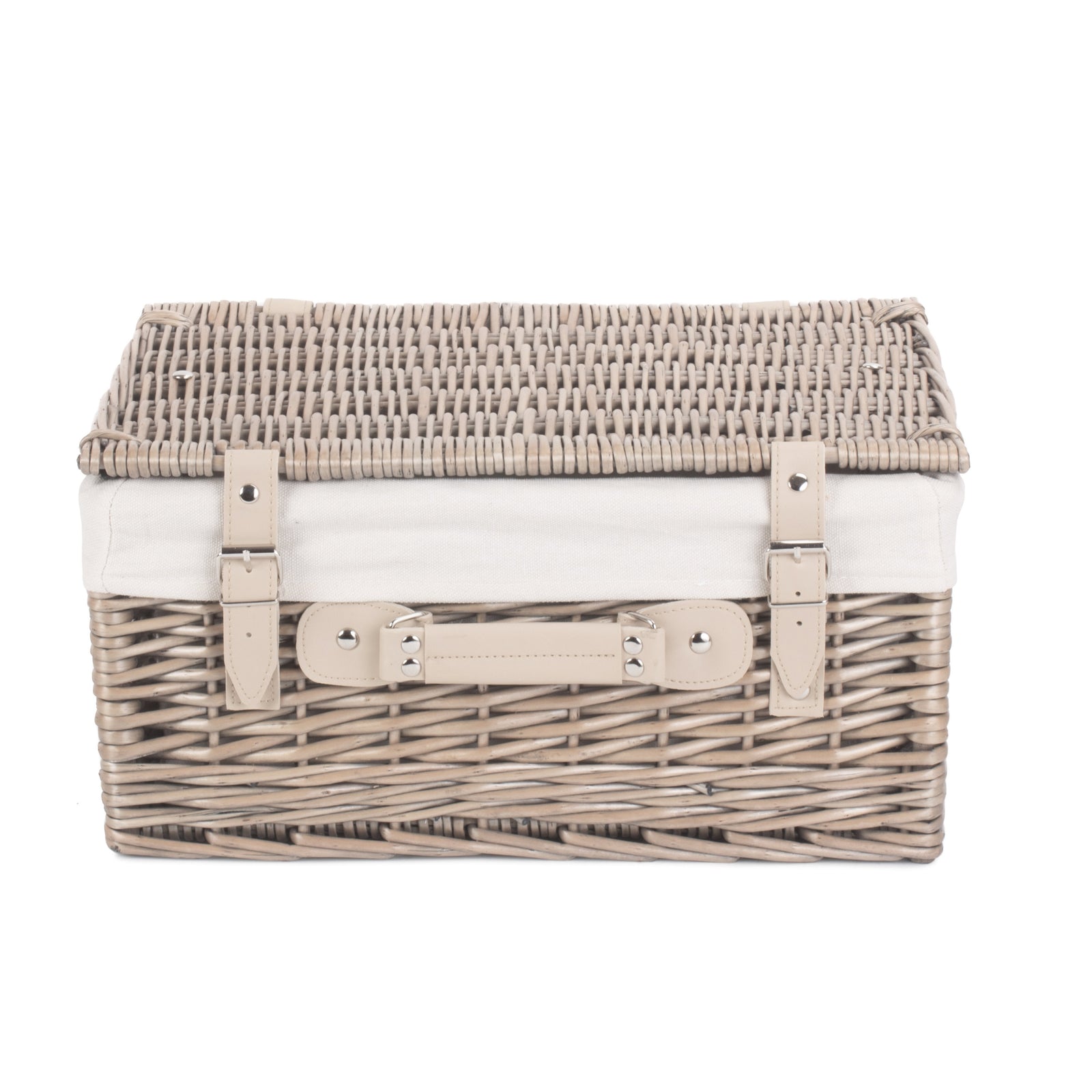 Wicker 40cm Antique Wash Picnic Basket | White