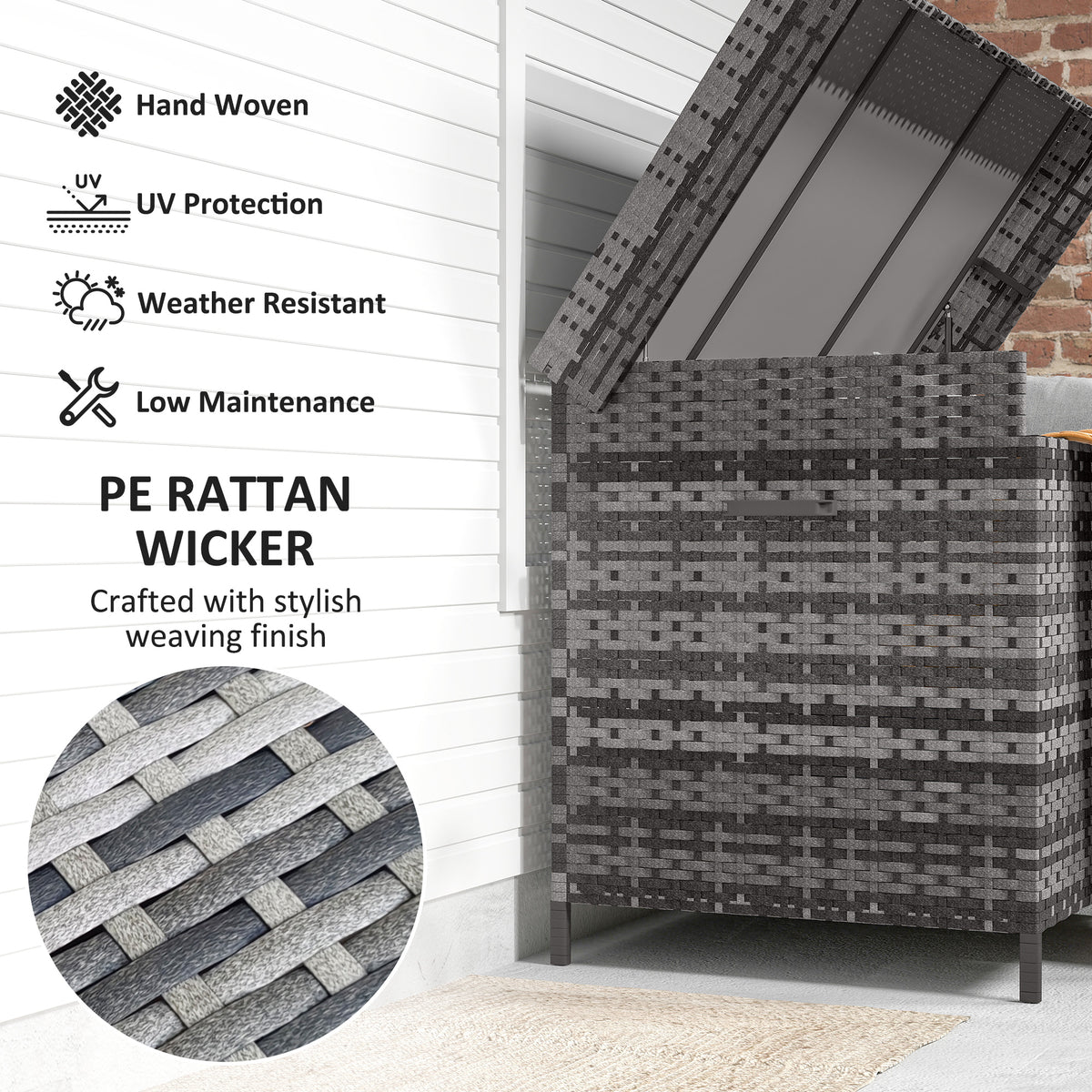 Outsunny 627 L Rattan Garden Storage Box