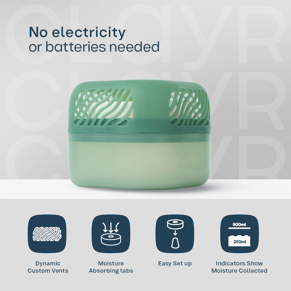 Airsip 500ml Refillable Dehumidifier With Calcium Chloride Refill | Sage Green