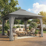 3.3 X 3.3 M Garden Gazebo With Shelves, Upf50+ Permanent Gazebo | Dark Grey