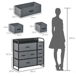 HOMCOM 3-tier Fabric Bedroom Dresser With 7 Foldable Drawers, Grey