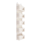 5-pocket Over The Door Non-woven Fabric Organizer – Hanging Storage Solution For Closet