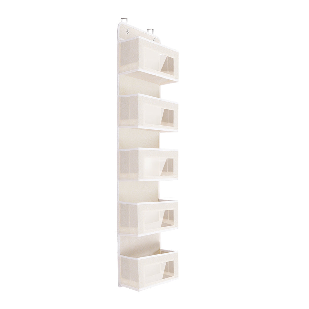5-pocket Over The Door Non-woven Fabric Organizer – Hanging Storage Solution For Closet