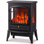 Electric Fireplace Stove With Realisric Log Flame Effect | Black