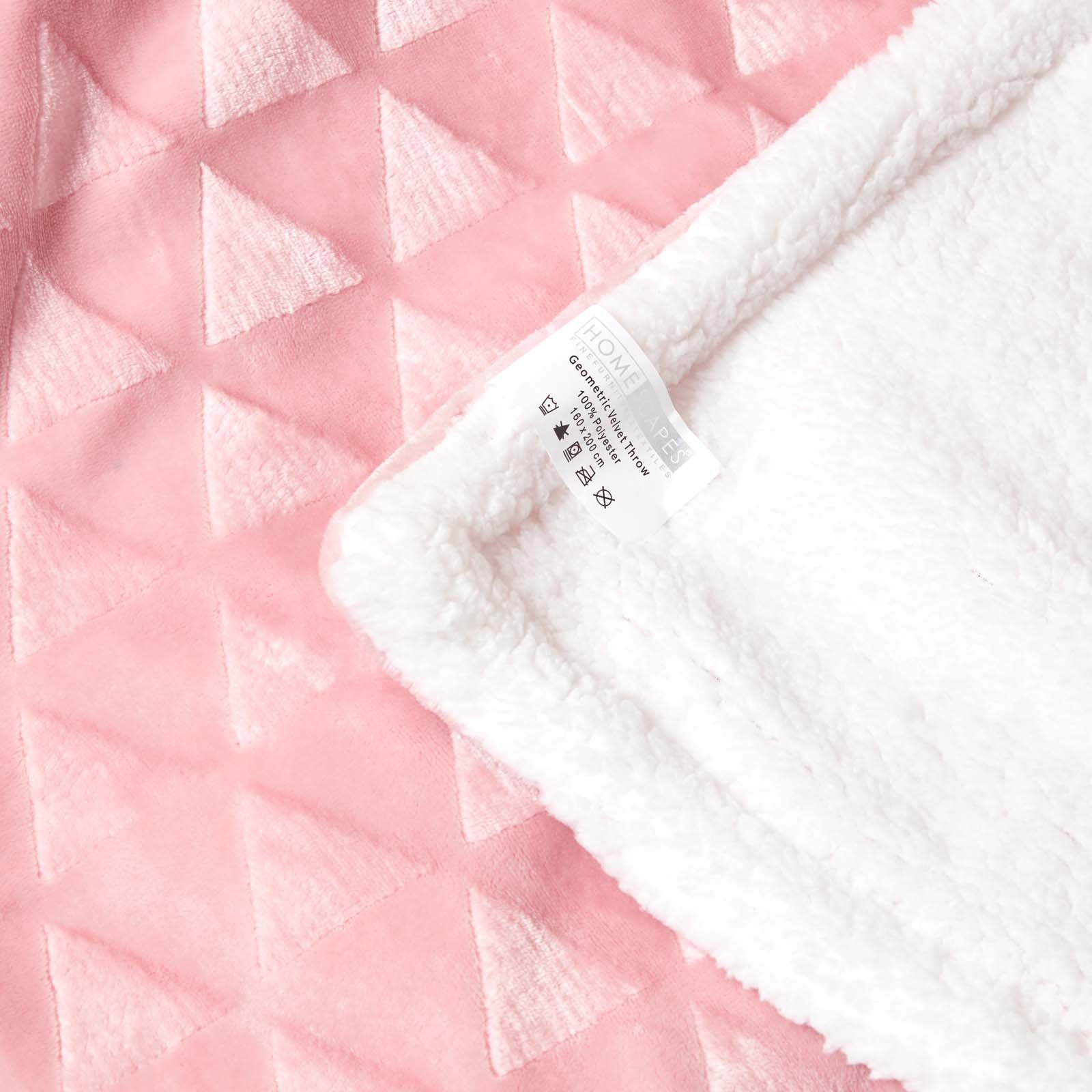 Geometric Triangle Velvet Throw | 160cm x 200cm | Blush Pink