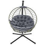 Hang Chair With Thick Cushion, Foldable Basket & Cup Holder