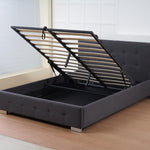 The Oslo Charcoal Linen Tufted Ottoman Bed Frame | Double | Charcoal