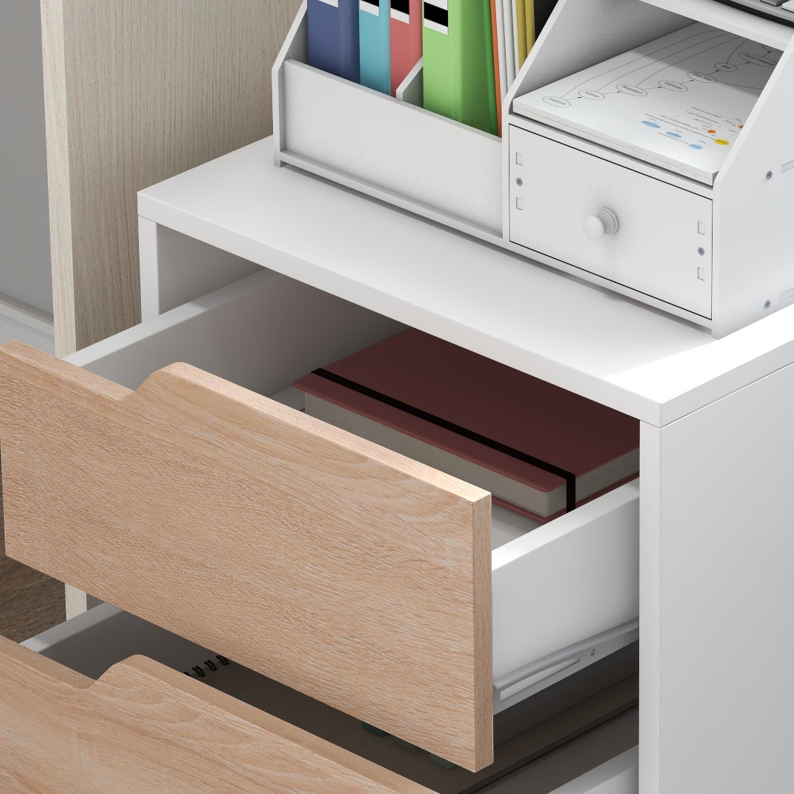 Mdf Mobile File Cabinet With 3 Drawers Locking Wheels | One Size | Brown