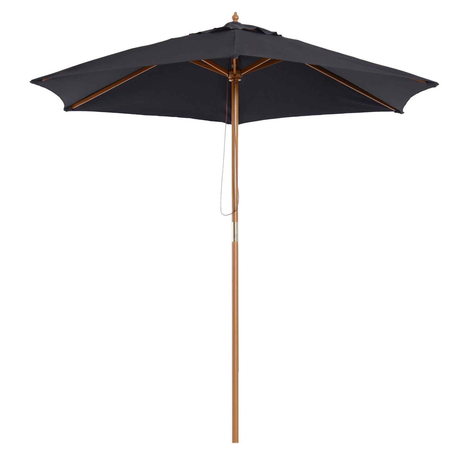 2.5m Wood Garden Parasol Sun Shade | Black