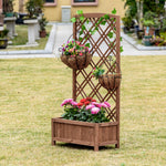 Outsunny Wooden Planter With Trellis, Raised Bed For Garden, Brown