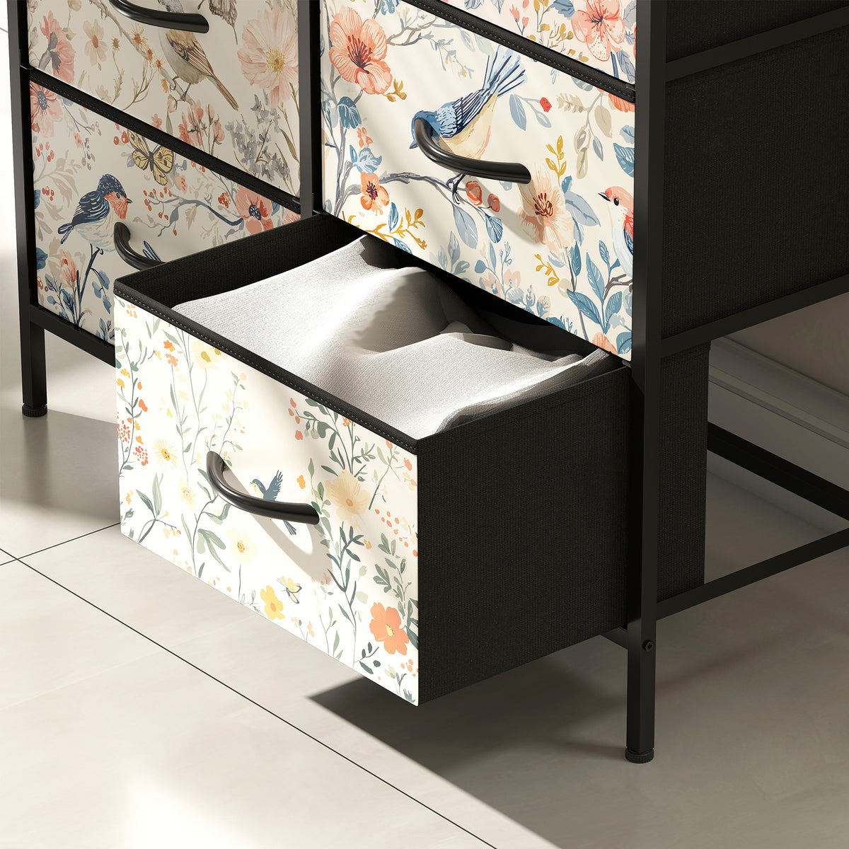 HOMCOM 6-drawer Chest Of Drawers, Fabric Dresser With Open Shelf