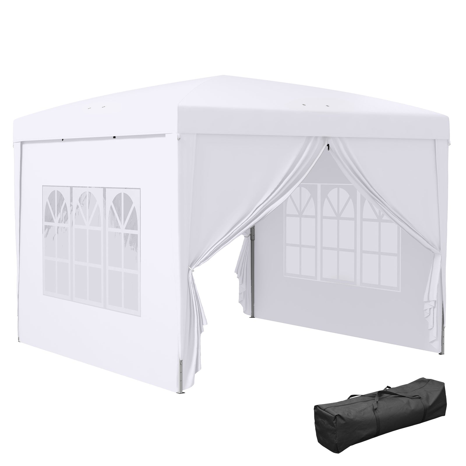 3mx3m Pop Up Gazebo Party Tent Canopy Marquee W/ Storage Bag | White