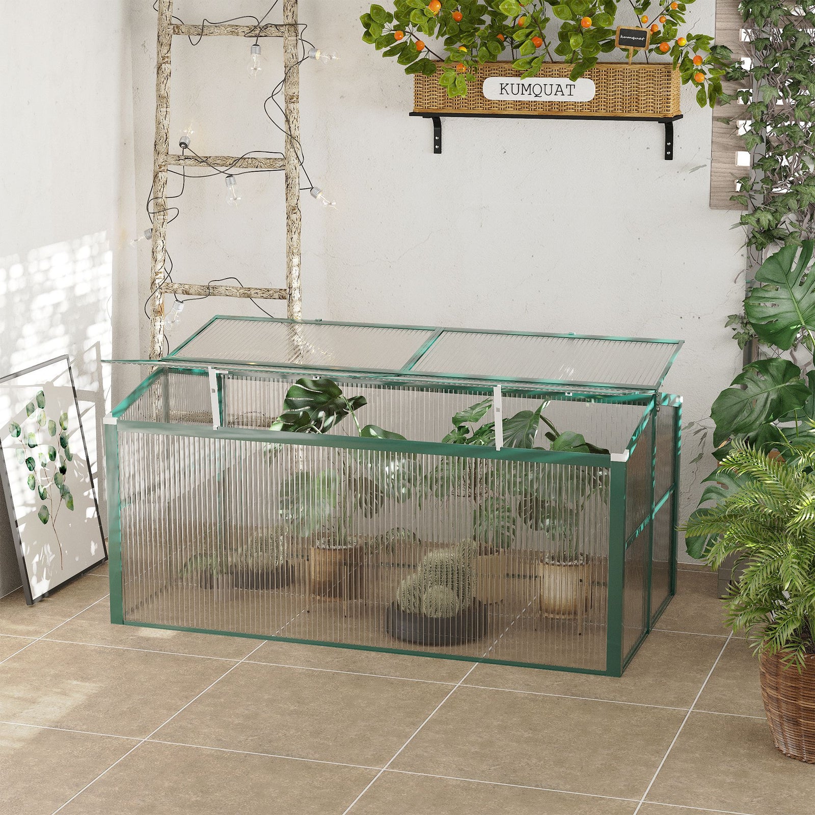 Aluminium Cold Frame Greenhouse 130x70x61cm