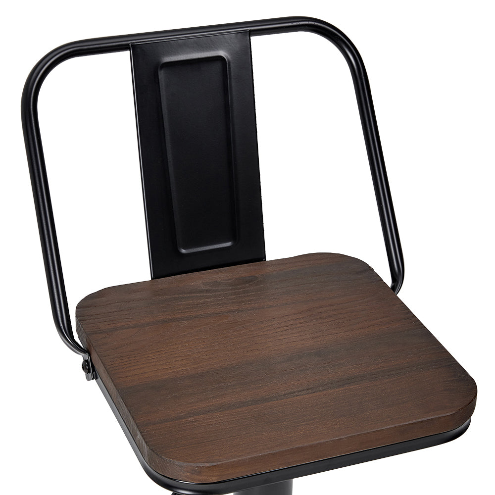 Set Of 2 Industrial Bar Stools Adjustable Height 360° Swivel Counter Chairs Low Back