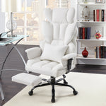 Height-adjustable Reclining Swivel Office Chair With Footrest | White