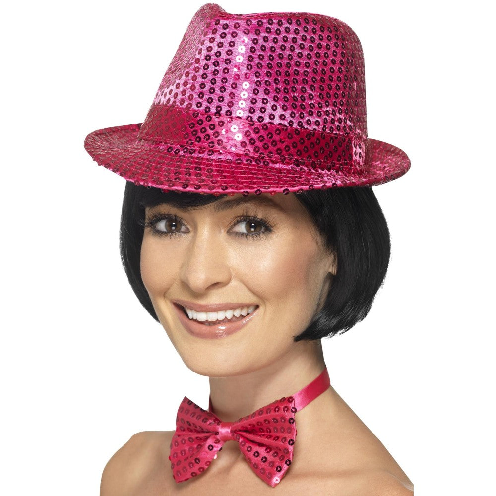 Sequin Trilby Hat, Pink