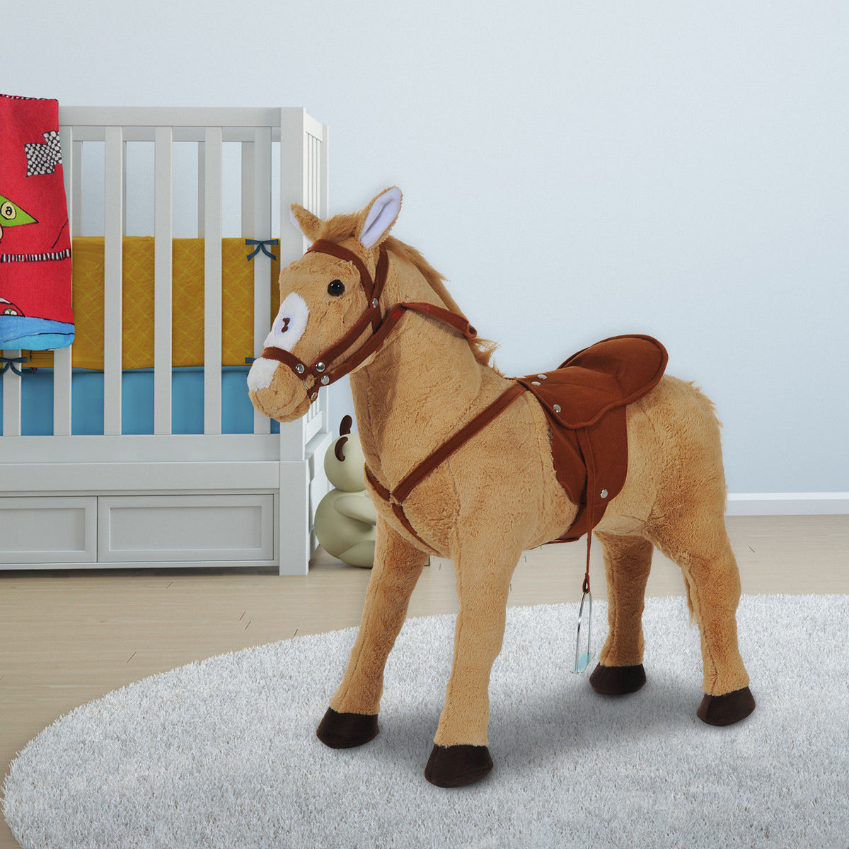 Children Standing Horse Plush Soft Ride On Toy Pony Kids Cuddly Game Play