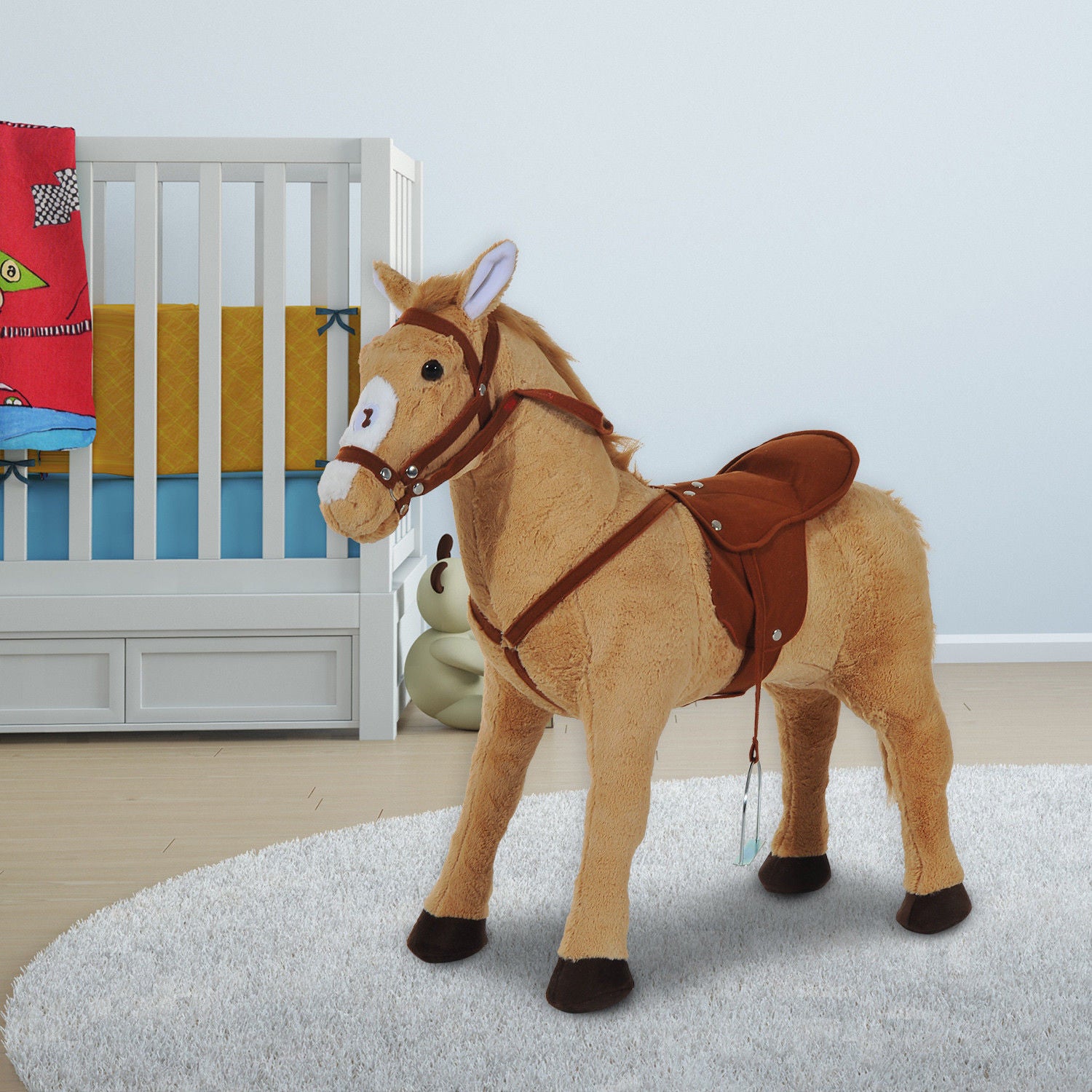 Children Standing Horse Plush Soft Ride On Toy Pony Kids Cuddly Game Play