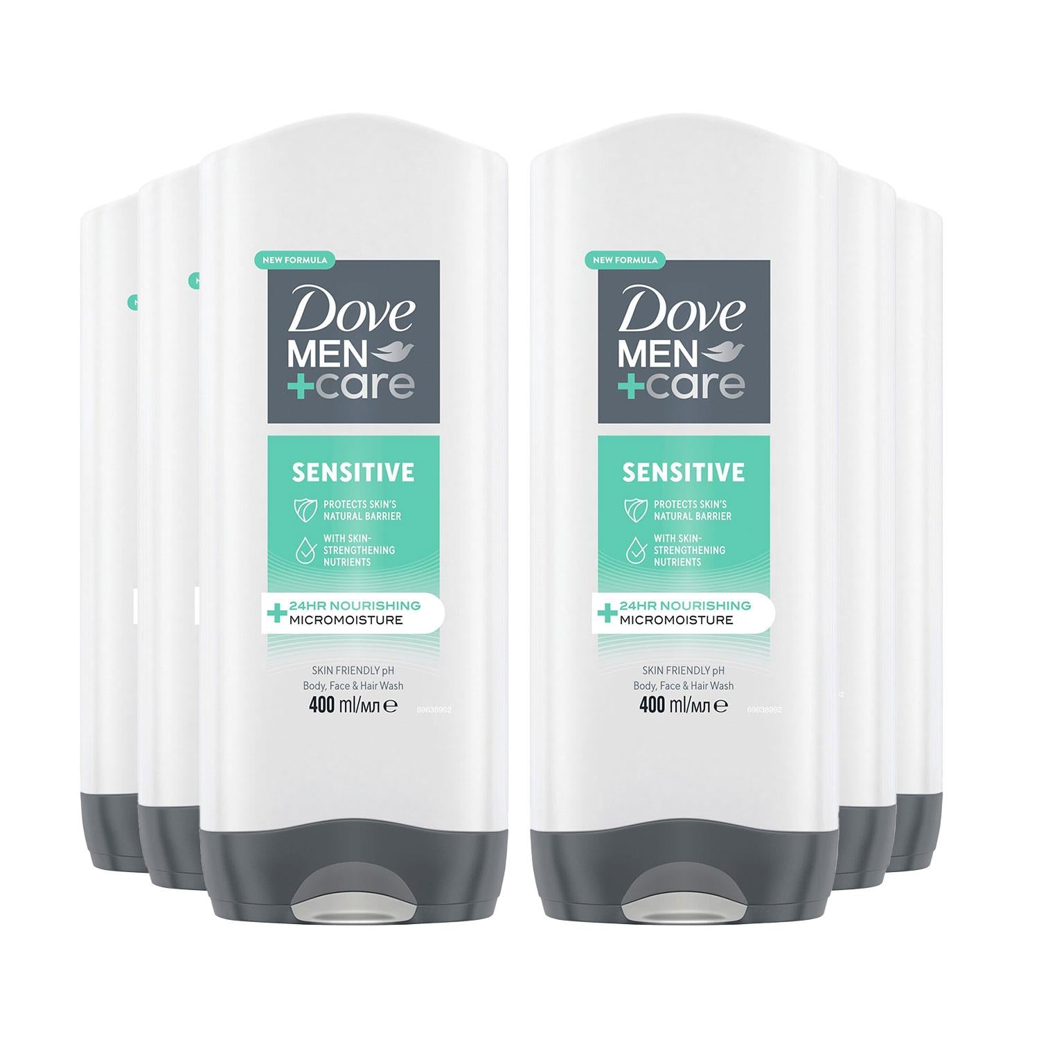 Men+care 3-in-1 Body, Face & Hair Wash Hydrating Sensitive 400ml, 6 Pack