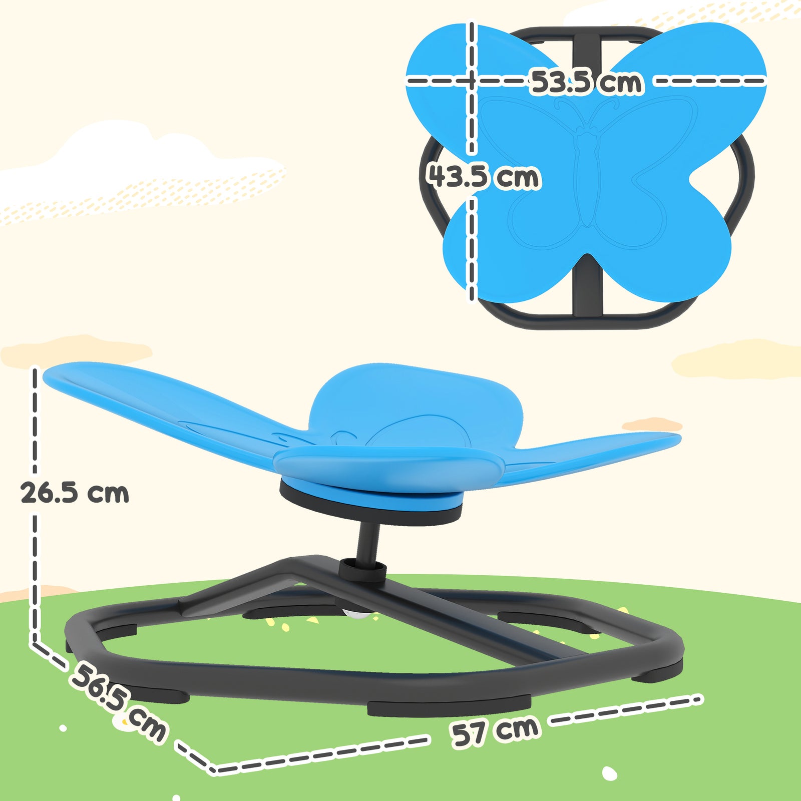 Butterfly-shaped Kids Swivel Chair, Sensory Spinning Chair | Blue