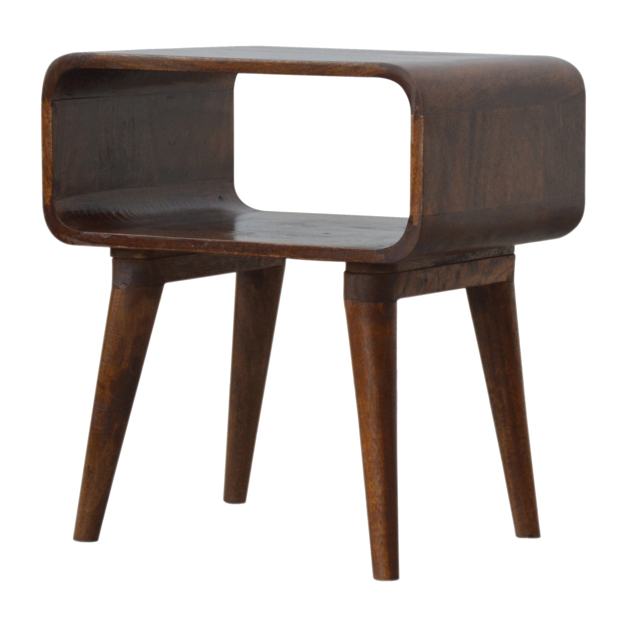 Solid Wood Curved Open Chestnut Bedside
