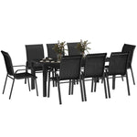 9 Pieces Patio Dining Set With Stackable Chairs | Black