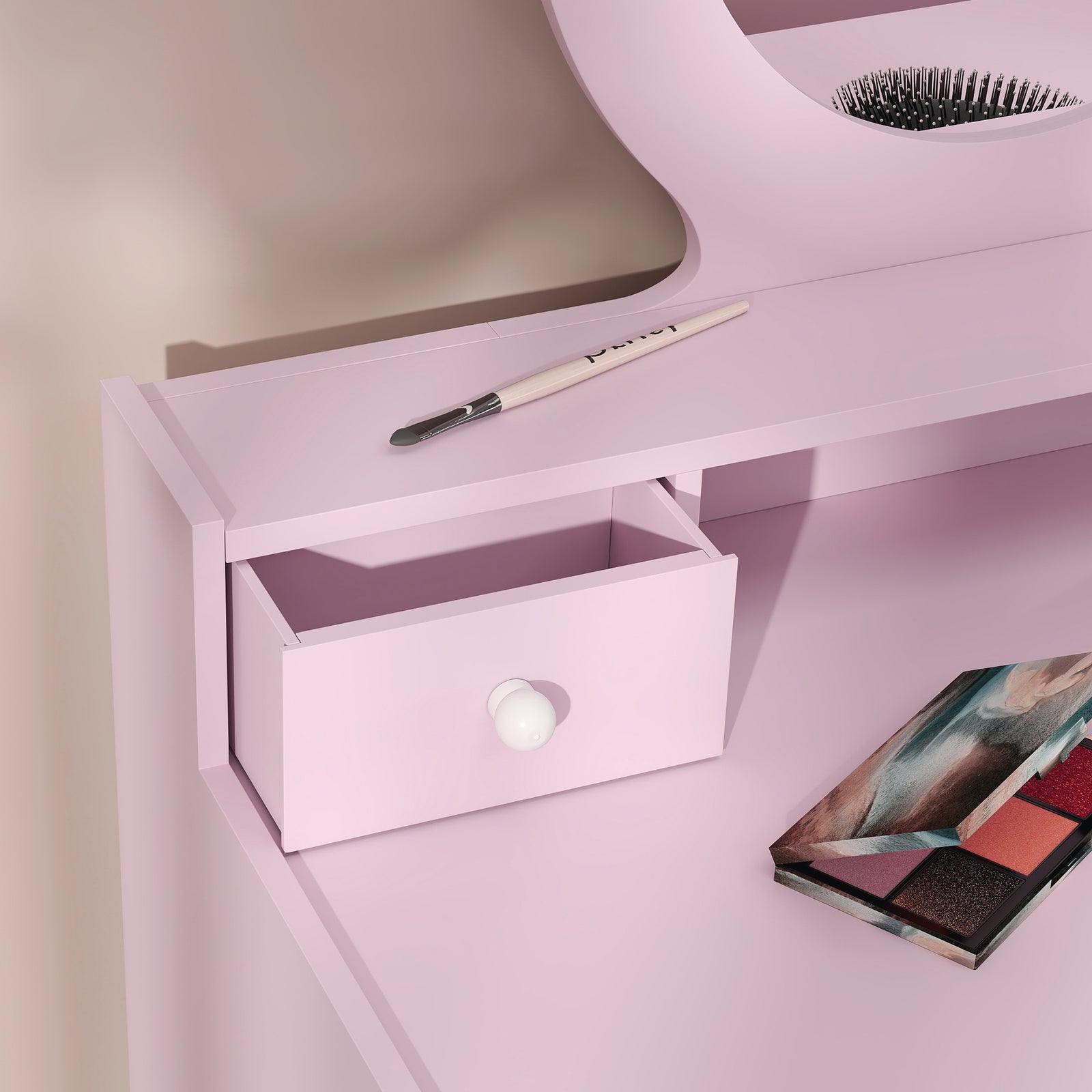 Kids Dressing Table Set W/ Stool, Mirror, Drawers | Pink