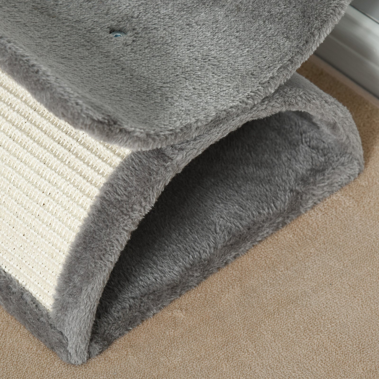 Cat Tree Plush Scratcher Kitty Activity Play Centre Tunnel Dangling Ball | Gray