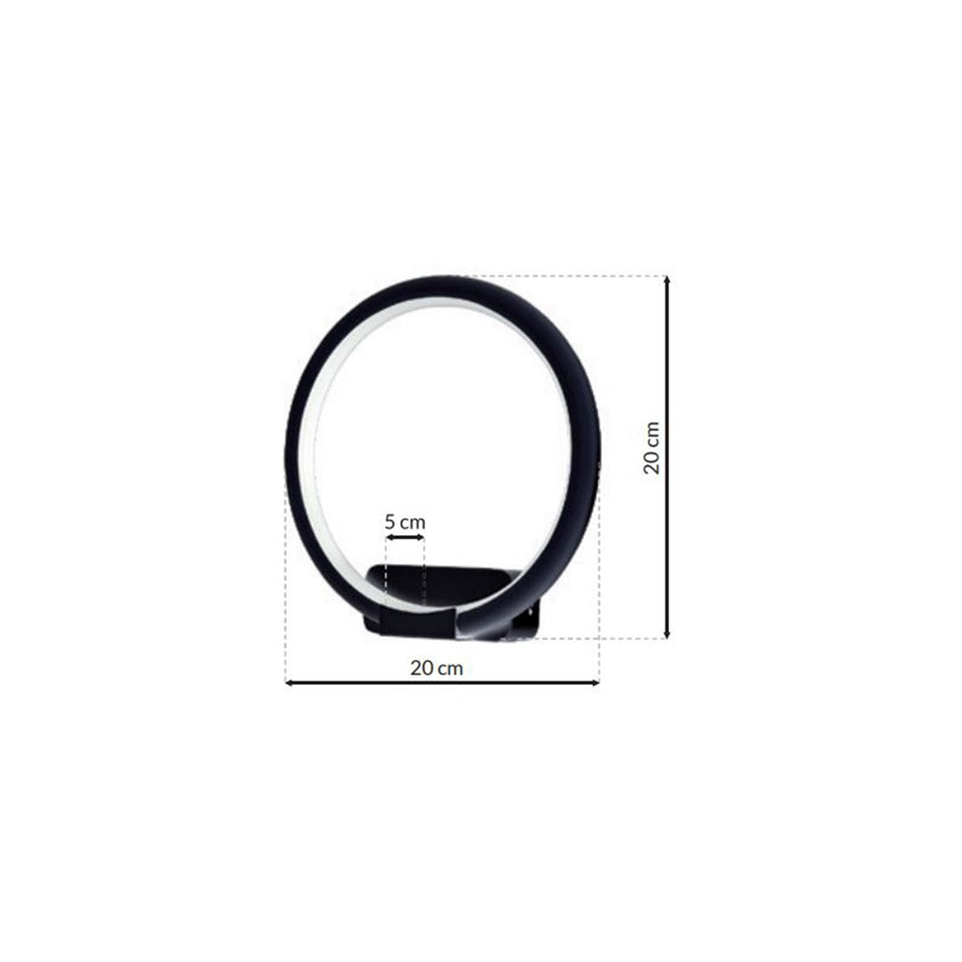 Orion 20cm Wall Light 6w(50w) Modern Black Circular Design With Highly Efficient Light Source Included