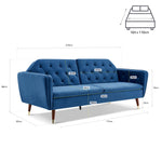 Victoria Velvet Sofa Bed 3 Seater | Blue