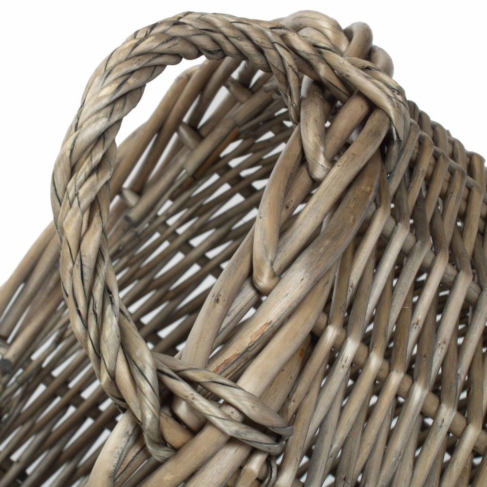 Wicker Round Straight-sided Log Storage Basket | Small | Brown