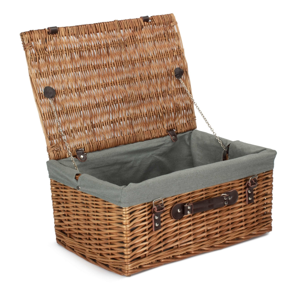 Wicker Double Steamed 51cm Picnic Basket | Gray