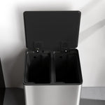 Double Kitchen Bin, Pedal Bin With Soft-close Lid, Silver Tone | M | Silver