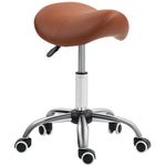Pu Leather Saddle Stool W/ Moulded Padded Seat Adjustable | One Size | Brown