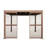Wood Effect Aluminium Pergola With Blinds, 2 X Side Panels & Led Lights | 3m x 3m | Brown